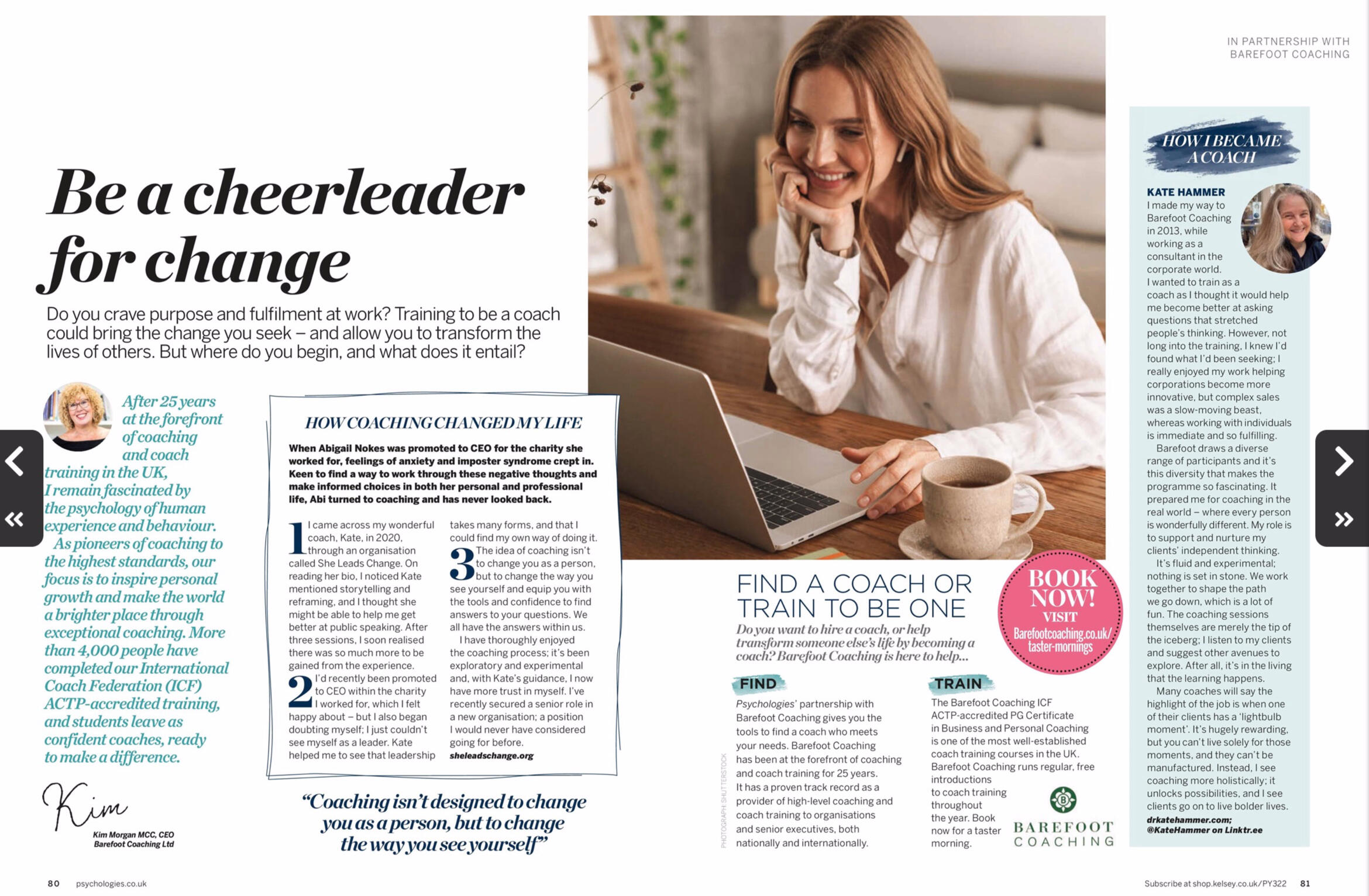 Spread from Psychologies Magazine who interview my client Abi N about how coaching changed her life, and also interviewed me